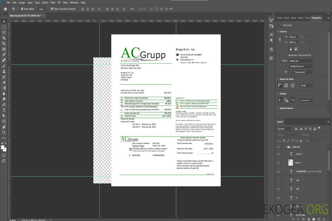 AC Grupp OÜ facture commerciale de service public d'électricité SCR template AC Grupp OÜ facture commerciale de service public d'électricité SCR template